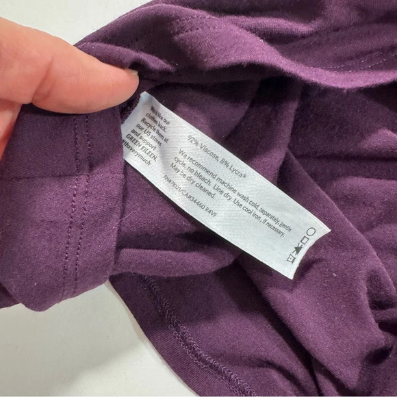 Eileen Fisher Jersey Knit Shift Dress Purple Asymmetric Neckline - Picture 3 of 6